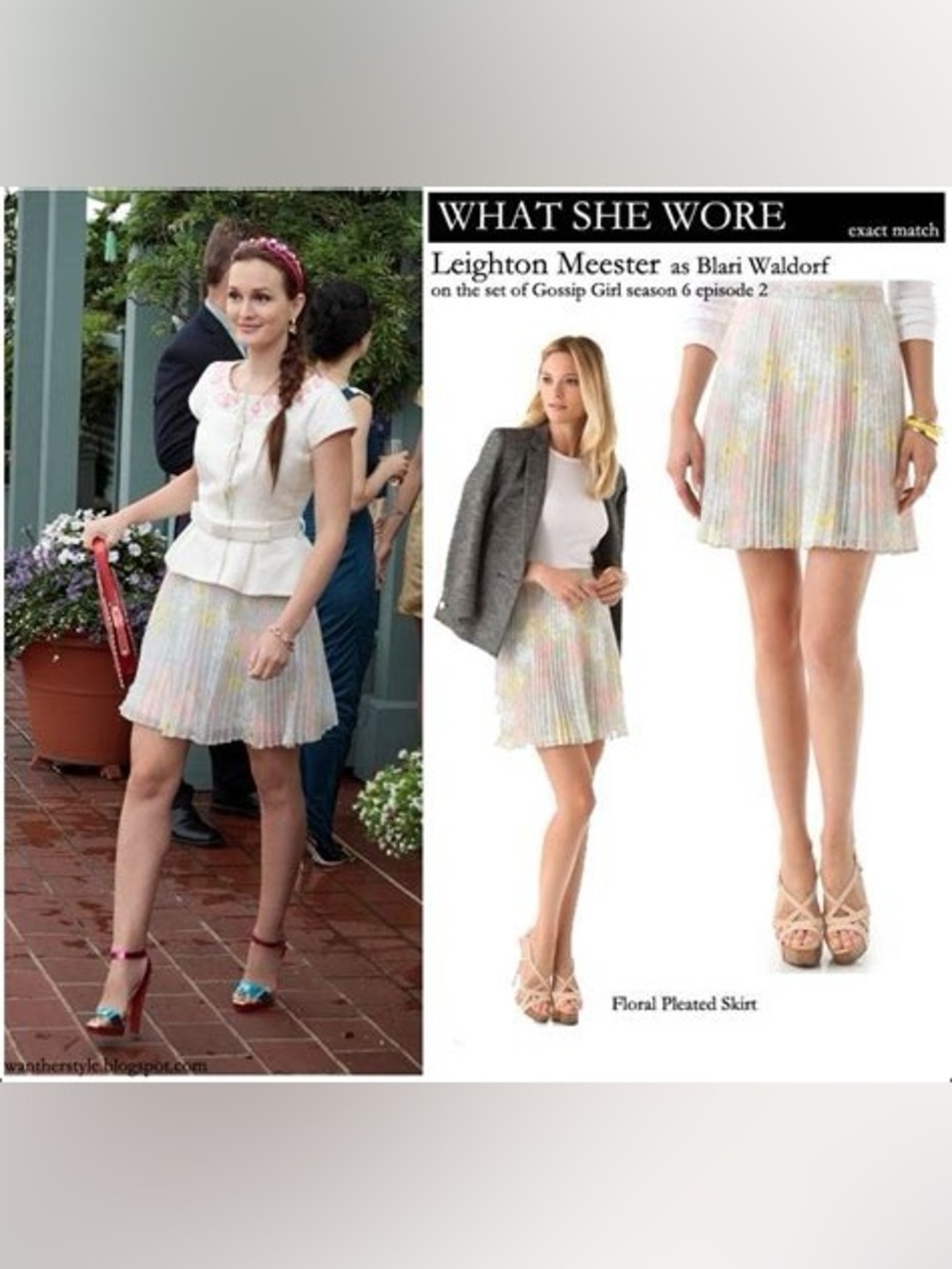 Alice + Olivia Blair Waldorf Gossip Girl Floral Pleated Mini Skirt Pink Blue 6 - Picture 10 of 10